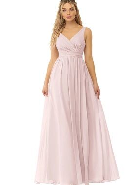Azazie Blush V-Neck Sleeveless Chiffon Maxi Dress